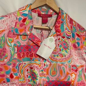 Key West Women's Vibrant Multicolor Resortwear Top and Capri Set SZ 14 NWT